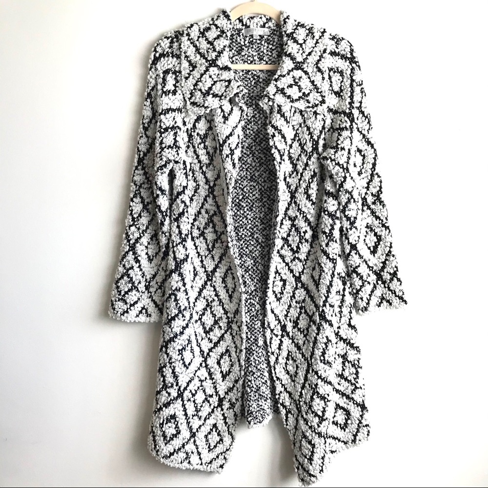SOLITAIRE geometric knit long cardigan sweater M